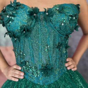 Vestido de Debutante Longo Verde Esmeralda